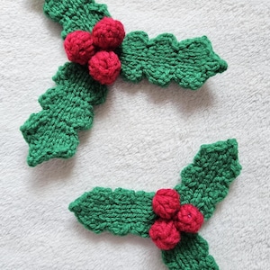 Knitted Holly and Berries Pattern: Christmas Decor DIY (PDF Download)