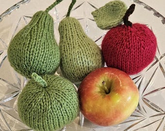 Padrão de Maçãs e Peras Tricotadas – Tricô de Frutas (Padrão em PDF)