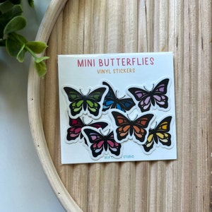 Mini Butterfly Stickers Pack (7 PC), Mini Stickers For Water Bottle, Mini Stickers Pack, Mini Stickers Waterproof, Aesthetic Stickers