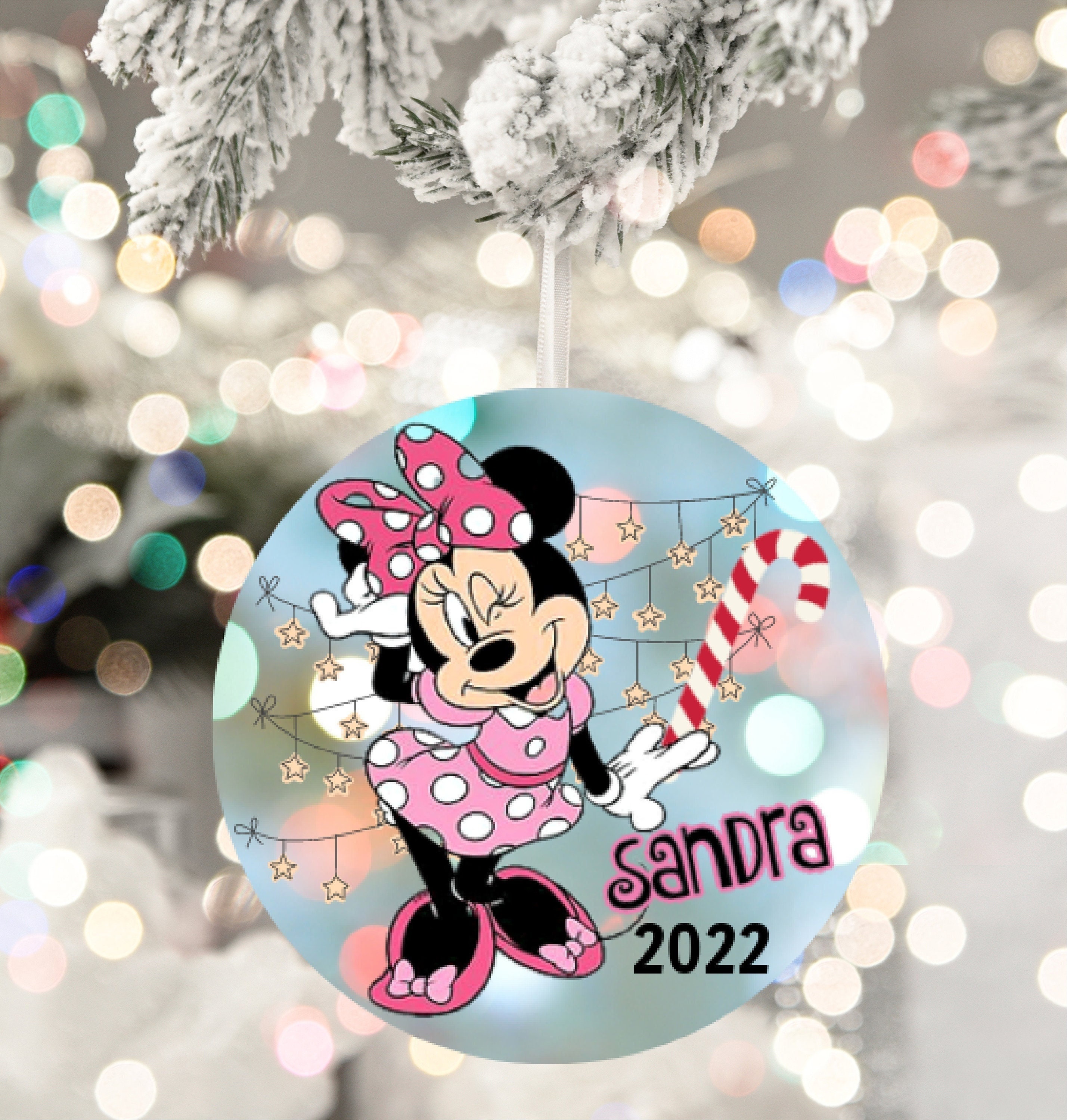 Discover Minnie Mouse Personalized Christmas Ornament-2022 Kids Keepsake Ornament