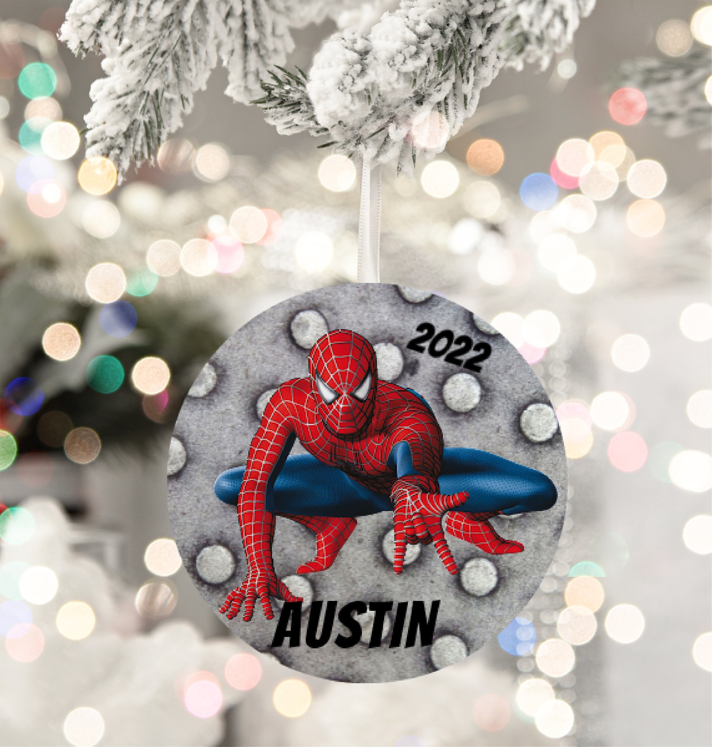 Discover Spiderman Personalized 2022 Christmas OOrnament