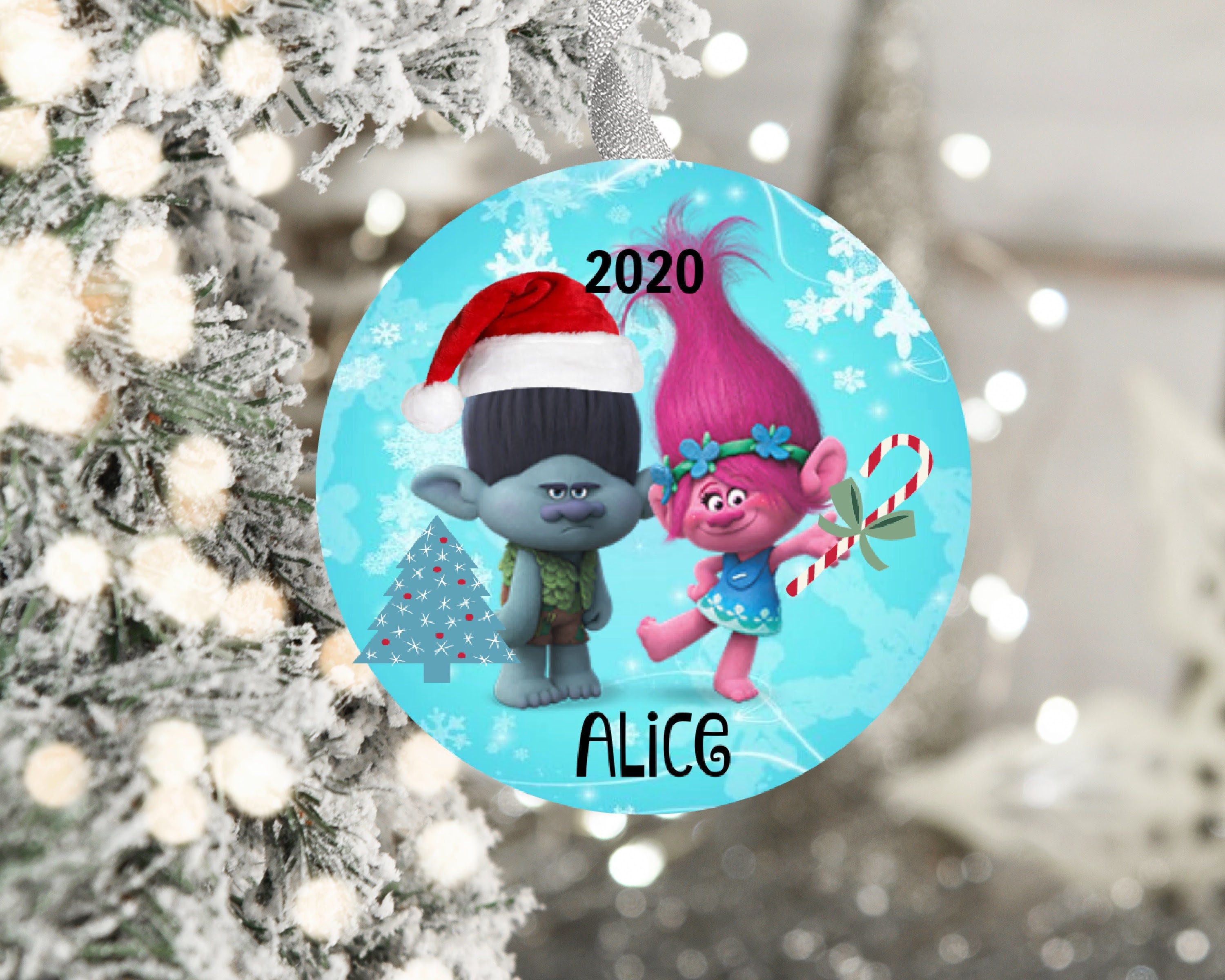 Discover Trolls Branch & Poppy Personalized Christmas Ornament