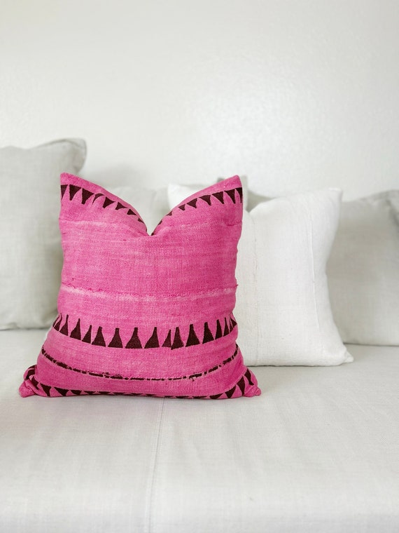 Pink mudcloth pillow cheap