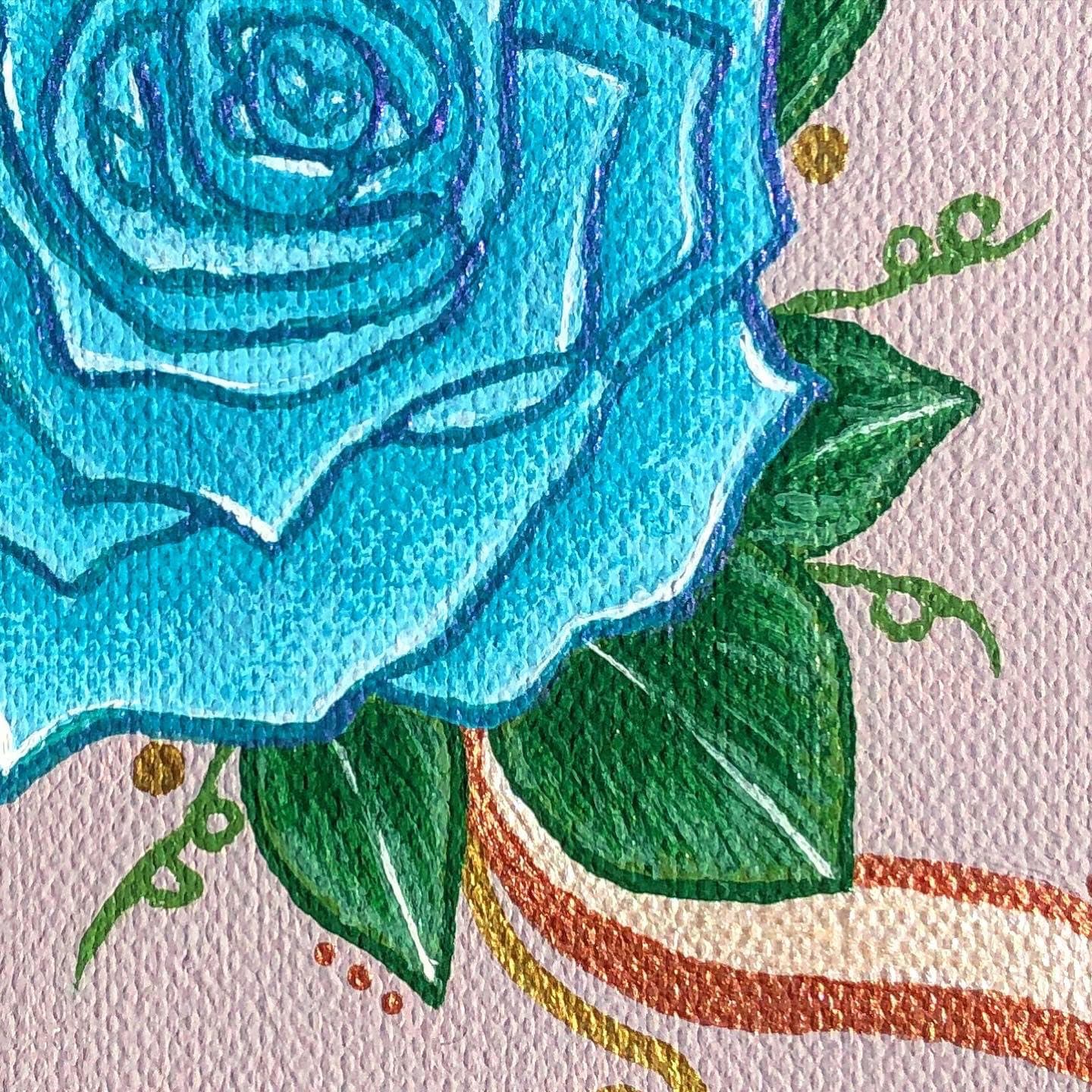 5x5 アクリル青いバラの絵画 - Etsy 日本