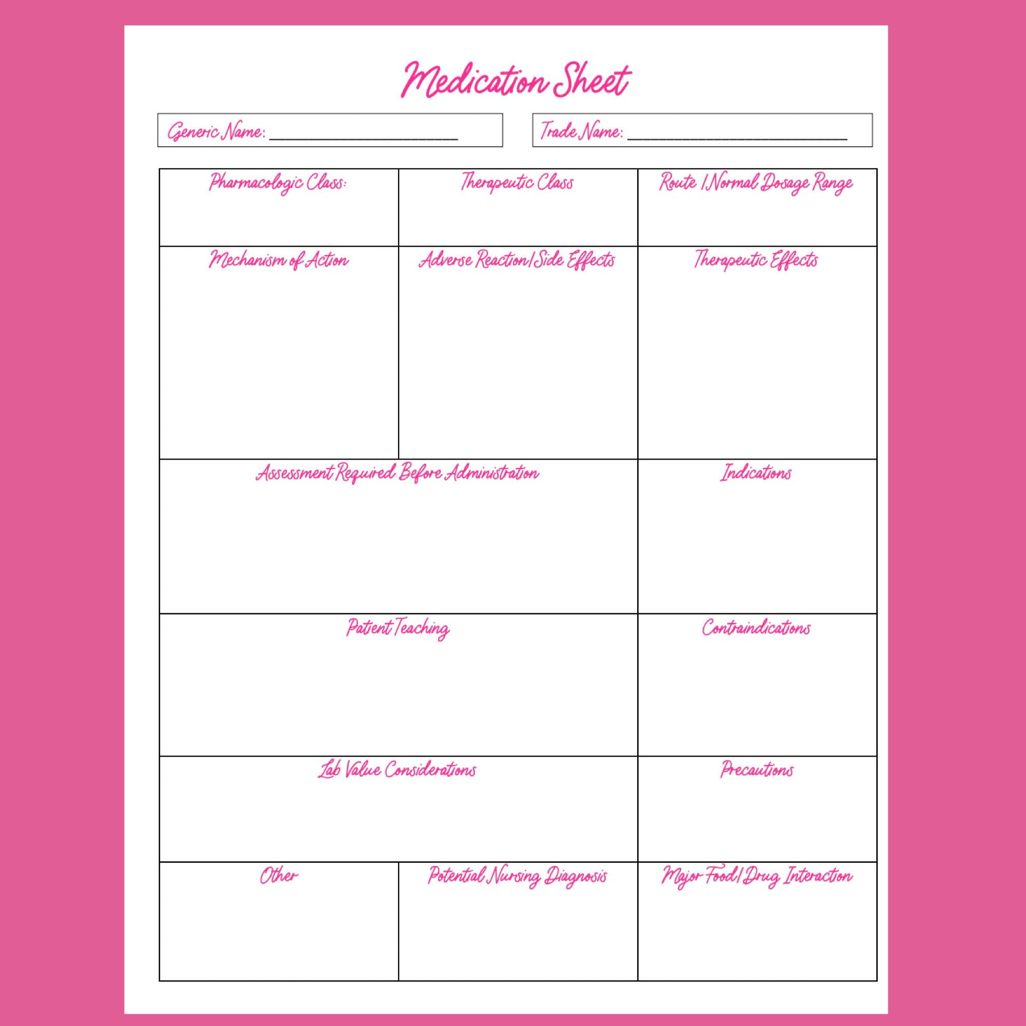 Medication Sheet Template Within Medication Card Template