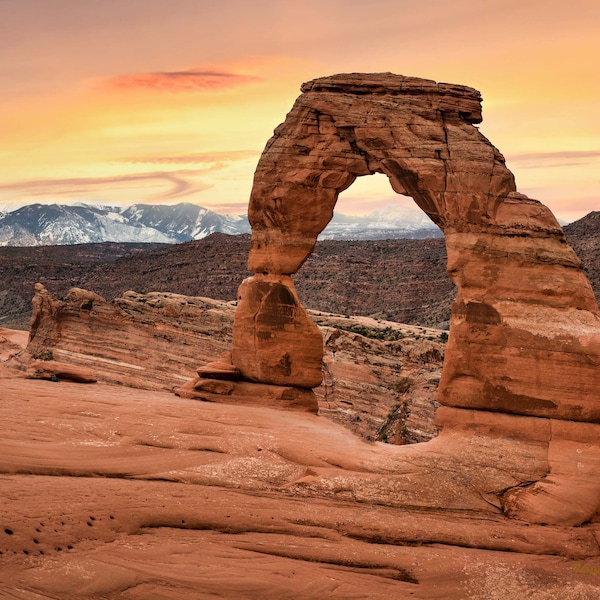 Moab Utah Landscape, Arches National Park Photography Print,  sunset landscape photograph of Delicate Arch,  Fine Art Wall Decor