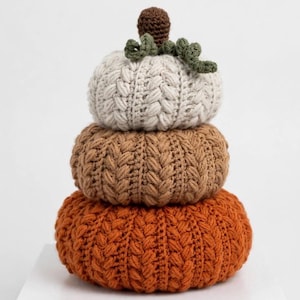 Crochet Pumpkin, Handmade Crochet Pumpkin Stack Trio