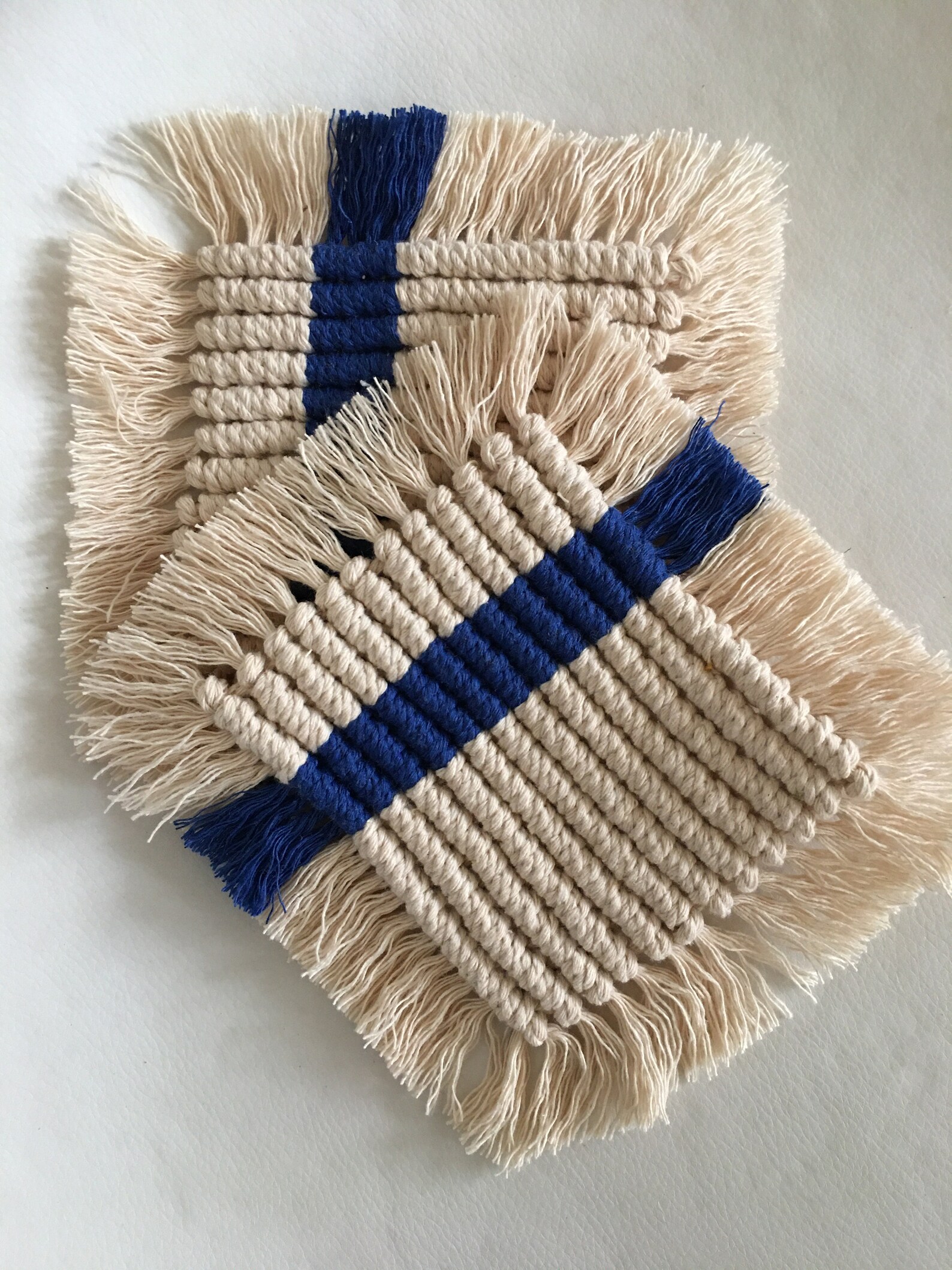 Macrame Coasters Square Bohemian Table Decor Square Macrame Etsy