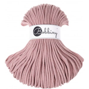 5mm Blush Premium Bobbiny Braided Cotton Cord for Macrame, Crochet, Knitting