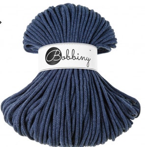 5mm Jeans Braided Cotton Cord, Premium Bobbiny Macrame Cord,Cotton Cord for Macrame, Crochet, Knitting