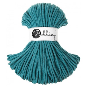 5mm Teal Braided Cotton Cord, Premium Bobbiny Macrame Cord,Cotton Cord for Macrame, Crochet, Knitting