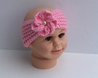 Newborn Flower Headband: Handmade Baby Headwrap with Pearl