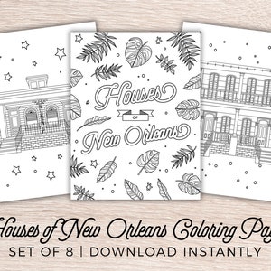 Houses and Architecture of New Orleans - Coloring Pages Instant Digital Download