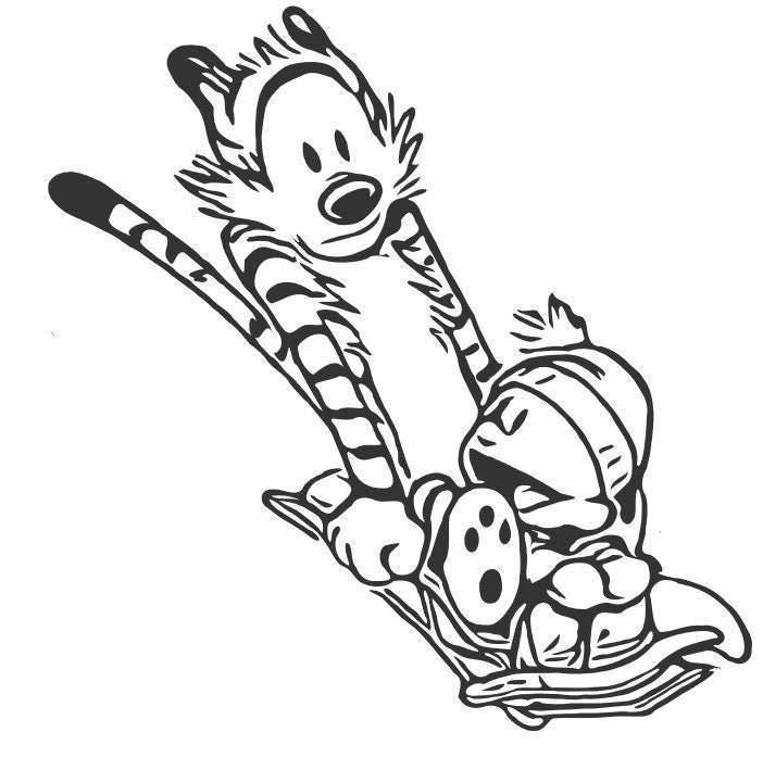 Calvin And Hobbes Go Sledding Svg File For Cricutsilhouette Etsy Canada