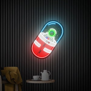 Letrero de neón LED de astronauta, arte pop, luz de neón de nave espacial, decoración de sala de juegos, letrero LED personalizado, letrero de neón para dormitorio, regalos personalizados