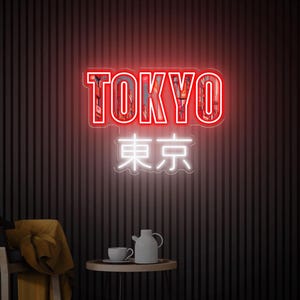 Insegna al neon di Tokyo con stampa UV, arte acrilica, decorazione da parete di Tokyo, insegna al neon giapponese personalizzata, arte da parete di Tokyo, insegna luminosa da parete per viaggi a Tokyo