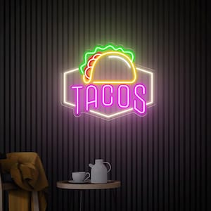 Neonreclame taco&#39;s, neonlicht taco&#39;s dimbaar, aangepast Mexicaans restaurantdecor Taco Party Fastfood neonlicht koffiedecor