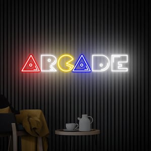 Arcade Neon Sign, Custom Game Room LED Light, Retro Arcade Wall Decor, Personalized Gamer Gift, Handmade Neon Sign for Bedroom & Man Cave