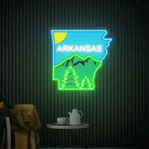 Arkansas Map LED-Neonschild-Licht-Pop-Art, Arkansas-geformtes Zustands-Loblolly-Kiefernzeichen, Neonwand-Dekor Benutzerdefinierte Leuchtreklame-Geschenk für Ihn Raumdekor