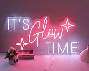 It&#39;s Glow Time Leuchtreklame, Botox-Zeichen, LED-Licht-Zeichen für Schönheitssalon-Friseursalon, ästhetische Wanddekoration, benutzerdefinierte Leuchtreklame für das Geschäftslogo