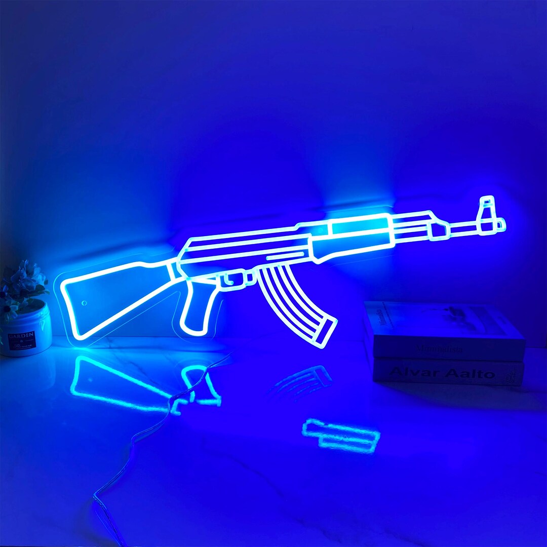 AK47 Neon Sign, AK 47 Neon Pistol LED Neon Lights, Custom Neon Sign ...