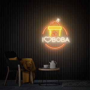 Boba Tea Neon Sign, I Love Boba Custom Bubble Tea LED Sign, Milk Tea ...