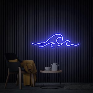 Wave Sign Frame Wave Neon Sign, Ocean Neon Sign, Custom Wave LED Neon Sign, Bedroom ...