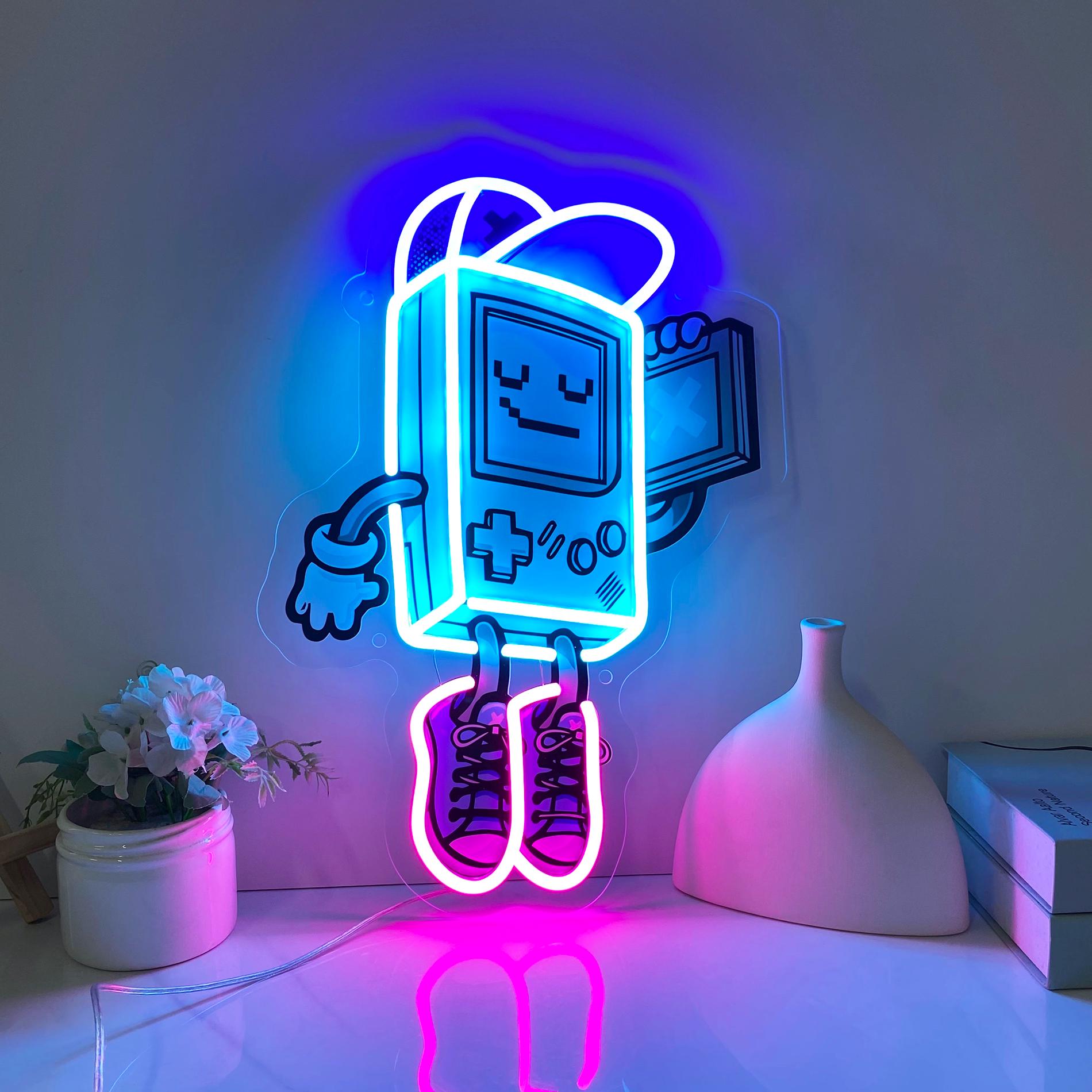 Gameboy Led Neon Acrylic Artwork, Game Neon Sign, Gaming Room Decor, Custom Neon Sign, Gift for Boys Home Wall Art, Christmas Gifts