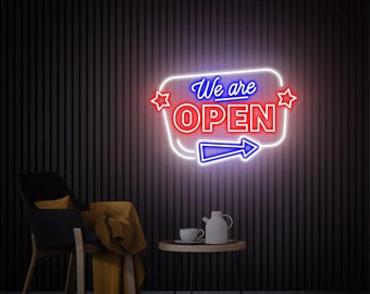 We Are Open Neon Sign, Open Led Light Sign Dimmable, Custom Neon Sign for Business, Bar Pub Wall Art Open Sign, Store Shop Open Wall Decor