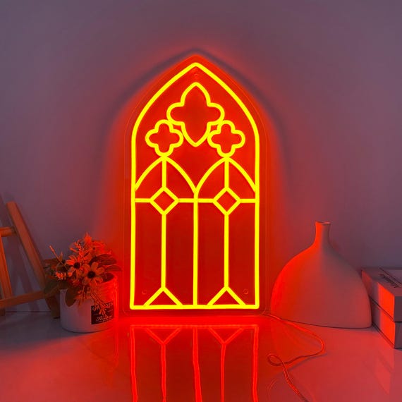 Gothic Neon Sign, Goth Decor Sign, Goth Wall Art Sign, Custom Neon Sign, Gothic Lover Gift, Gothic Neon Art, Dark Cathedral Window Sign