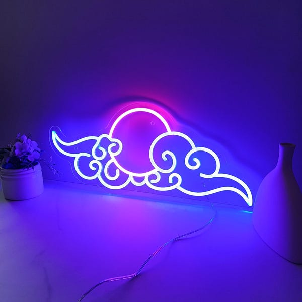 Anime Cloud Sunset Neon Sign, Anime Neon Sign, Neon Wall Art, Custom Neon Gift, Anime Art Manga Art, Kids Room Decor, Nursery Anime Room Art