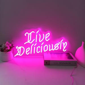 Live Deliciously Neon Sign, Dark Room Art, Gothic Neon Art Decor, Satan Witch Sign, Goth Birthday Gift, Halloween Decor Gothic Horror Sign