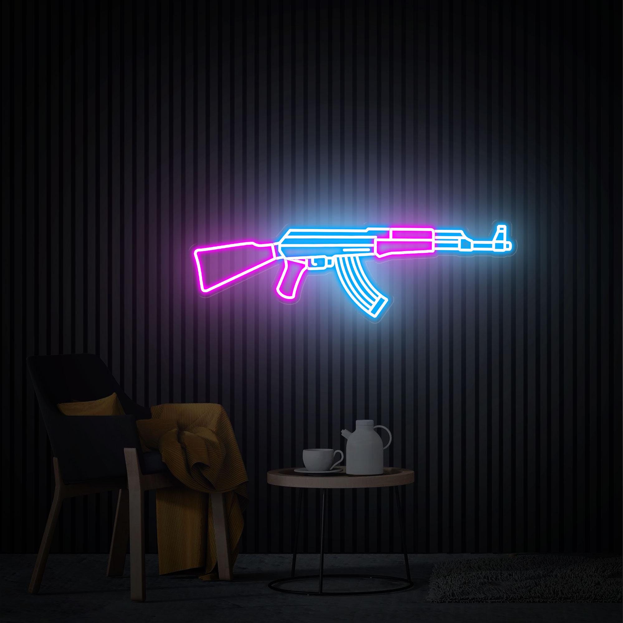 AK 47 LED Neon Sign Light Gun Led Super Cool Hanging Night