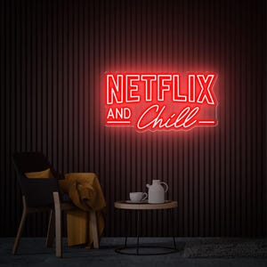 Netflix and Chill Neon Sign, Netflix Gift, Custom Neon Sign, Movie Room Neon sign, Neon Wall Decor, Anime Neon Sign, Handmade Led Neon Light