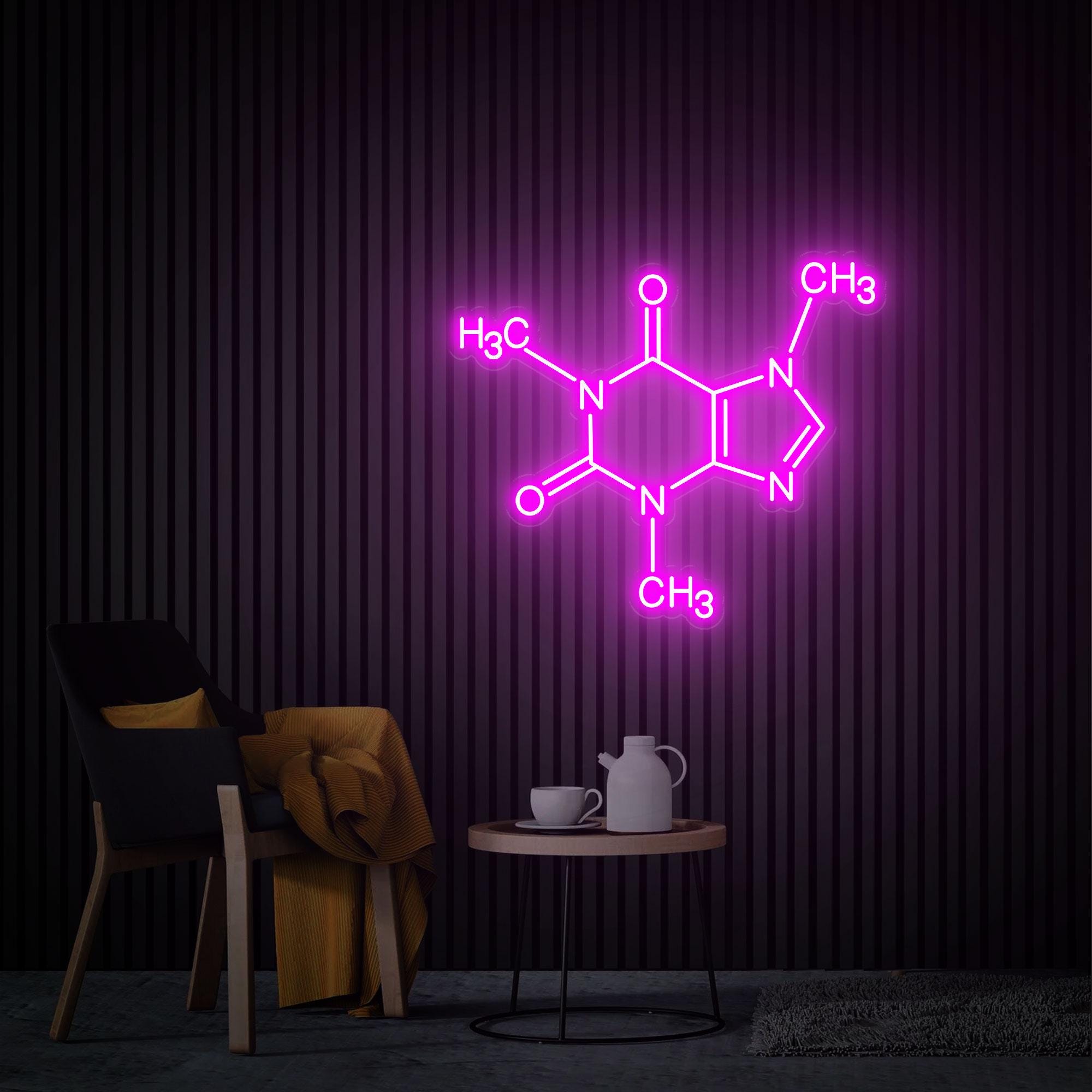 Caffeine Molecule Neon Sign, Caffeine Wall Art, Caffeine Wall Decor ...
