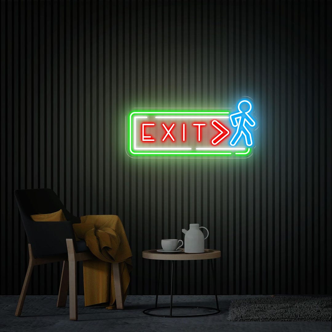 Exit Neon Sign, Directional Exit Led Sign, Neon Sign Wall Decor ...