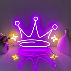 Letrero de neón de corona, letrero LED de corona, letrero de regalo para decoración de pared, regalos personalizados para niños, letrero de neón de pared, luces de neón personalizadas, letrero de neón para habitación