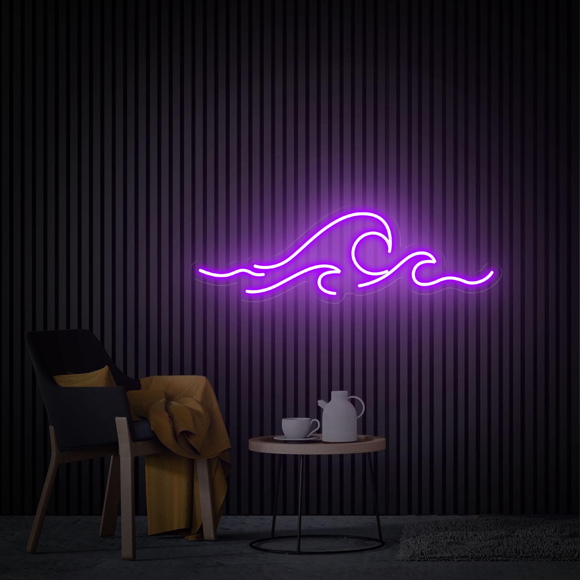 Wave Led Light Sign Wave Neon Sign, Ocean Neon Sign, Custom Wave LED Neon Sign, Bedroom ...