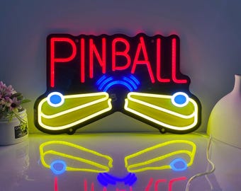 Pinball UV Printed Neon Sign, Wall Decor Arcade Neon Sign, Pinball Lover Gift, Game Led Sign, Game Room Decor Custom Neon Sign Man Cave Sign
