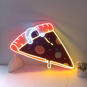 Pizza Astronaut Neon Sign, UV Printed Led Neon Sign, Pizza LED Wall Decor, Kids Gift, Astronaut Wall Art, Bedroom Decor Custom Business Sign