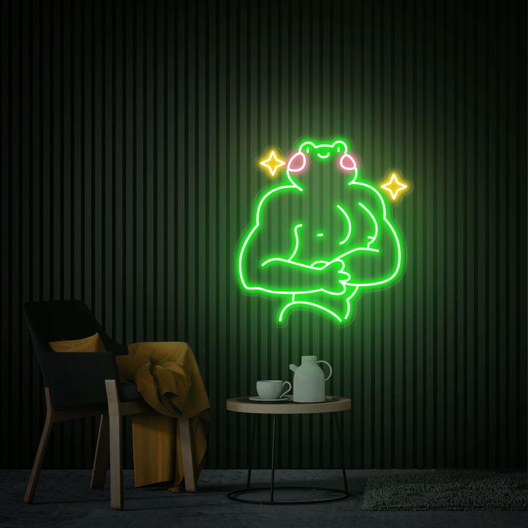 Muscle Frog Neon Sign, Frog Sign Wall Art, Athelete Frog Led Neon Sign ...