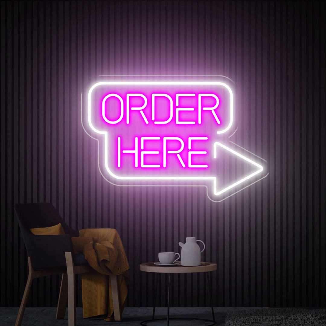 Order Here Neon Sign, Order Here Led Light Sign Dimmable, Cafe Decor ...