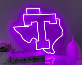 Tarleton State University Texans T LED Neon Sign, Custom Neon Sign, Holiday Party Bar Wall Decor Dorm Room Personalized Gift Graduation Gift