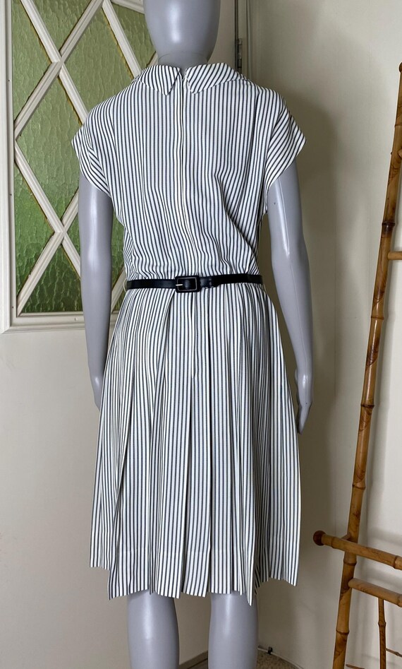 Vintage 1950's Black & White Stripe Dress - image 4