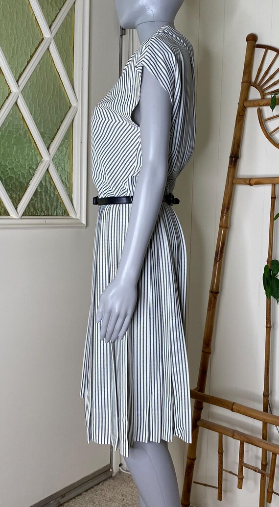 Vintage 1950's Black & White Stripe Dress - image 2