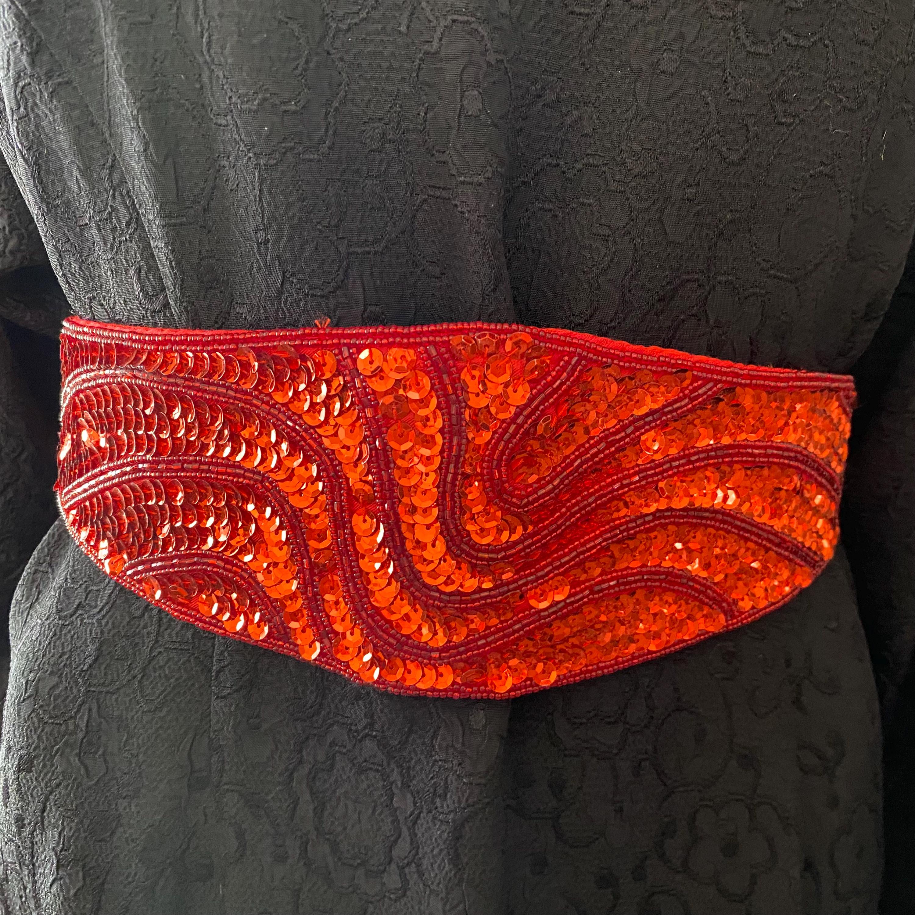 Vintage White Sequin Gold Lilac Red Beaded Belt Gold Art Deco Crystal Beaded Belt – ALEXANDRA-KING main image 2