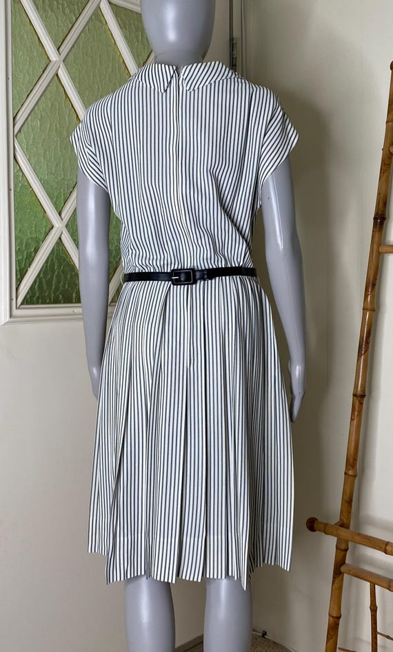 Vintage 1950's Black & White Stripe Dress - image 3