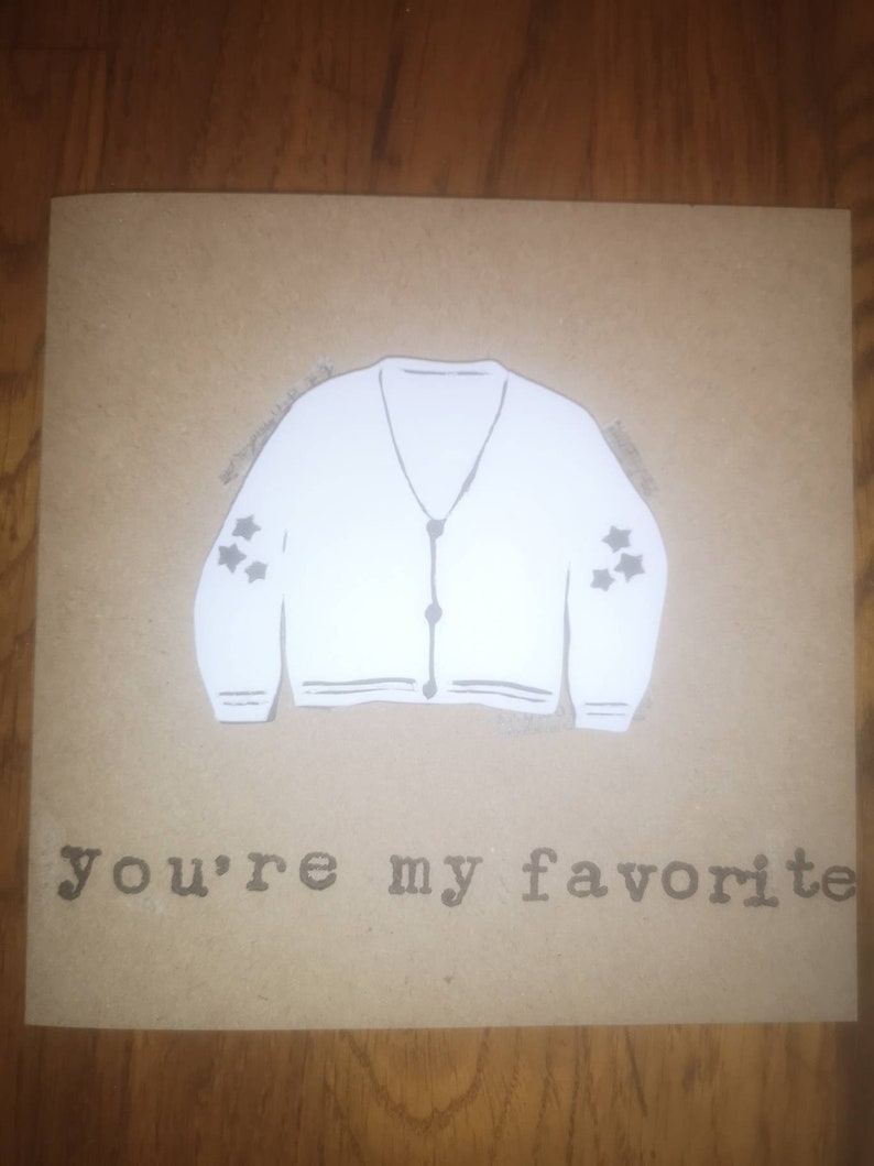 Handmade 3D Taylor Swift's folklore album inspired cardigan card You're my favorite all occasions card image 2