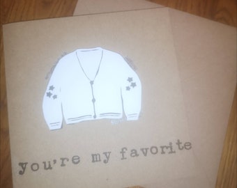 Handmade 3D Taylor Swift's folklore album inspired cardigan card "You're my favorite" - all occasions card