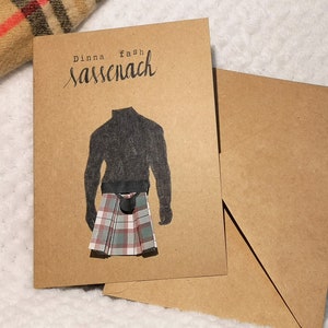 Unique, custom Outlander & Jamie Fraser inspired/man in a kilt/Higlander/Sassenach/Scottish handmade card for all occasions image 3